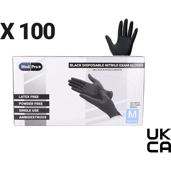 Black Nitrile Medium Gloves x100-PDP-1
