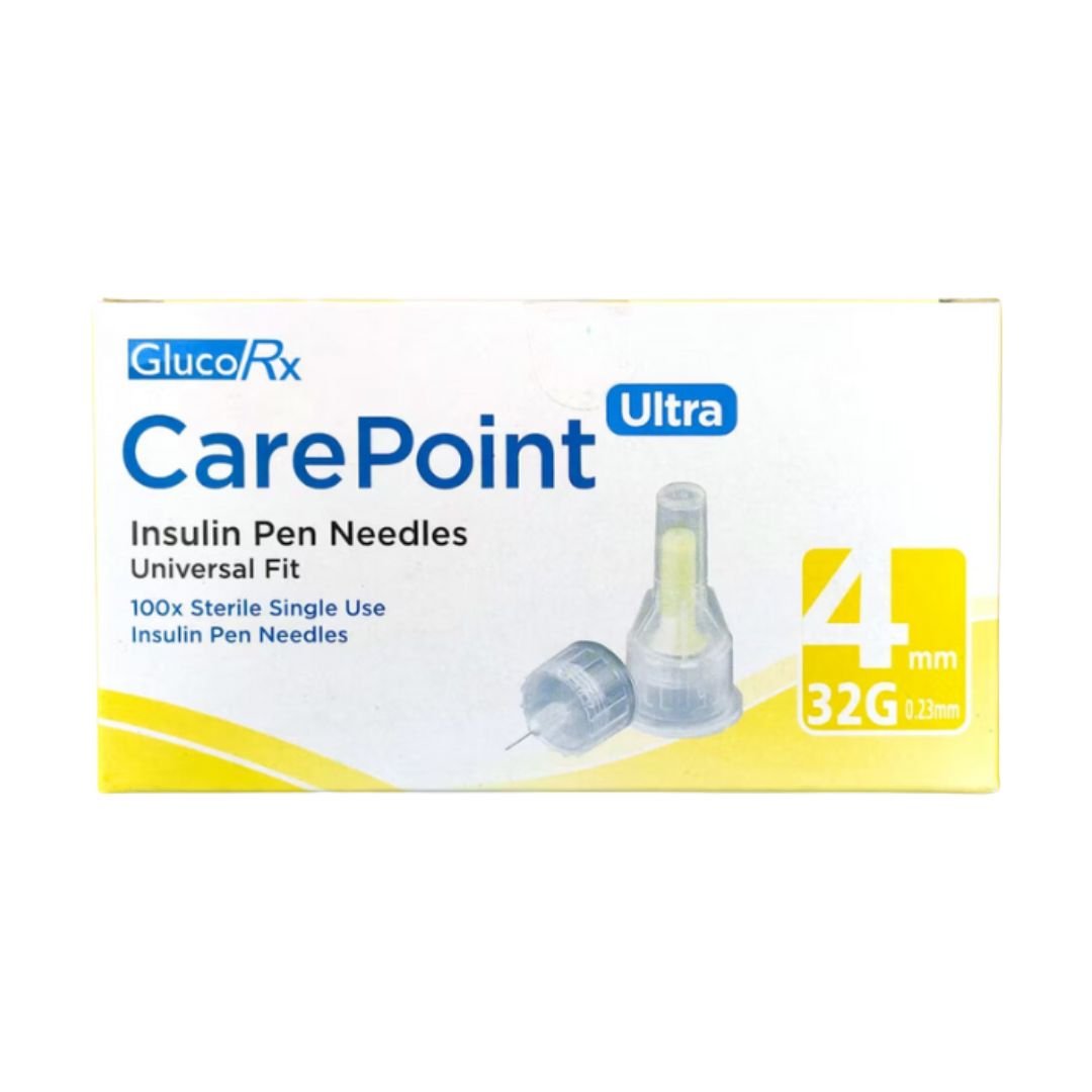 GlucoRx CarePoint Ultra Pen Needles 4mm x 32G x 100