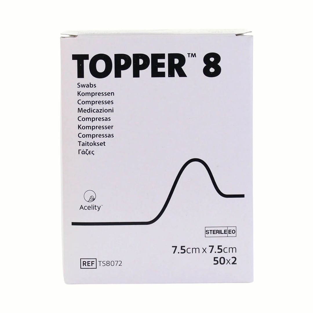 J&J Topper 8 Gauze Swabs Sterile: 7.5 x 7.5cm x 50 2PLY