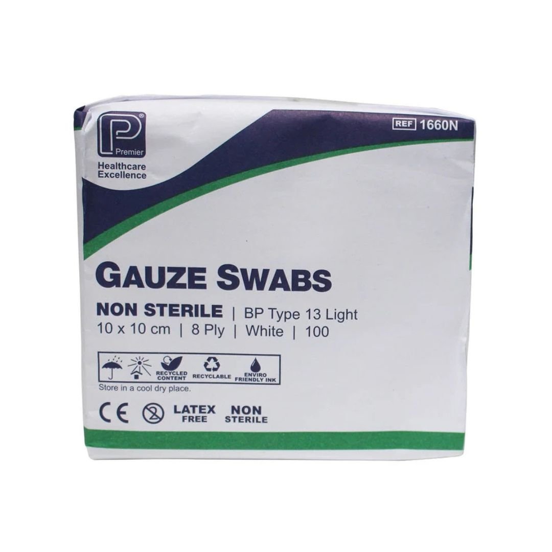 Premier Gauze Swabs 10cm x 10cm 8 ply