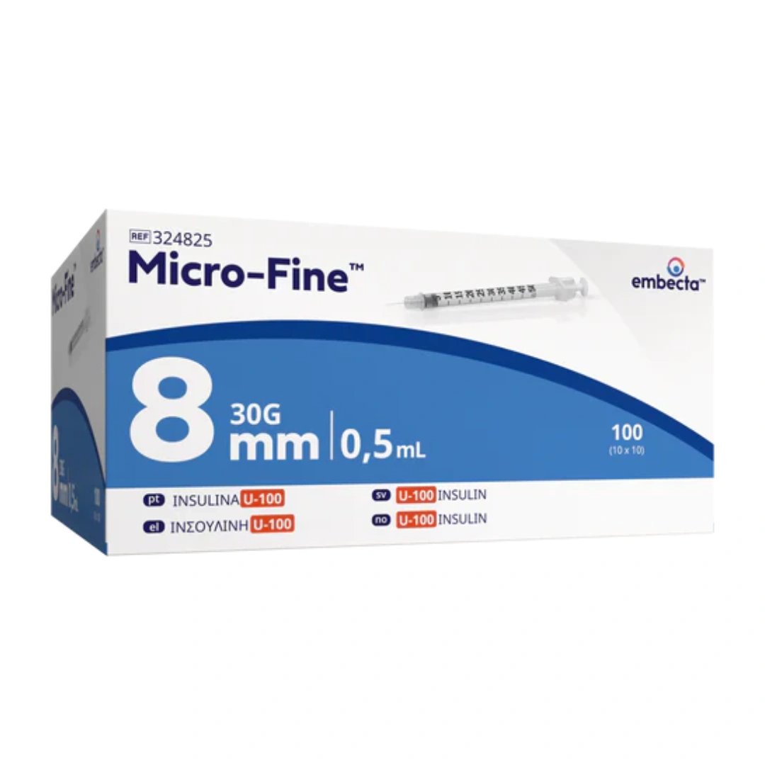 Micro-Fine Syringes 0.5ml 30G x 8mm x 100